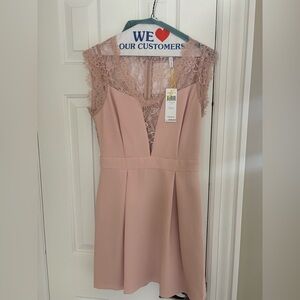 BCBG Generation Pink Lace & Pleated Dress Sz 4 NWT